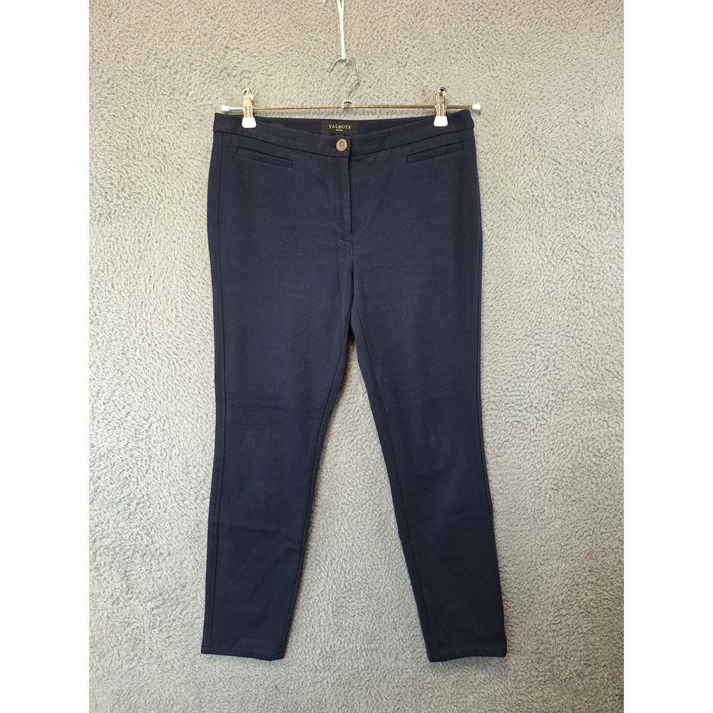 Talbots Dress Pants Womens Petite 6 (Fits 31x27) Navy Nylon Stretch Straight Leg